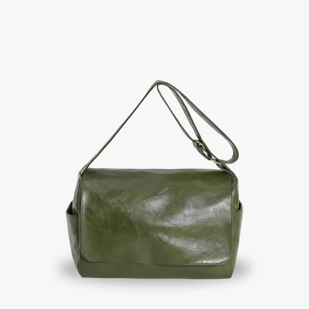 Tote Bag Faux Leather with Magnetic Flap, Zip and Side Pockets