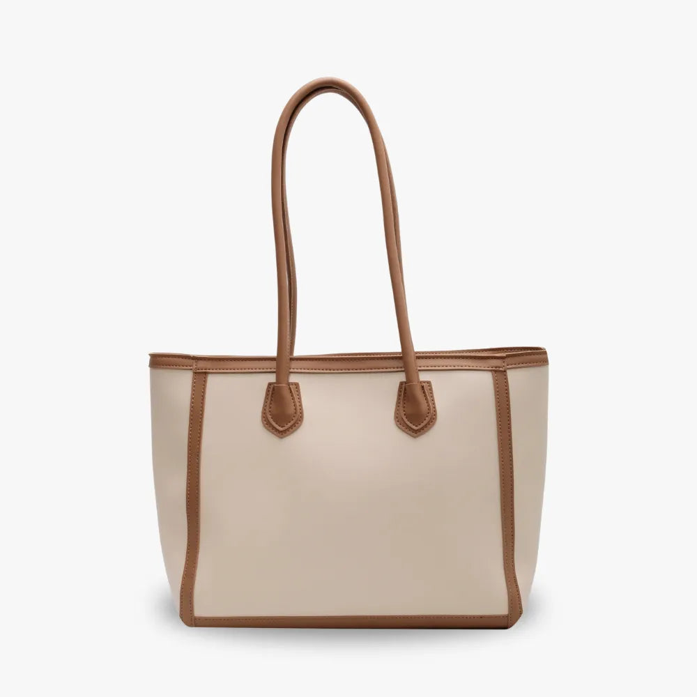 Tote Bag Faux Leather with Zip and Long Handles for Laptop