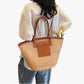 Tote Bag Straw Faux Leather with Central Zip and Inner Pocket
