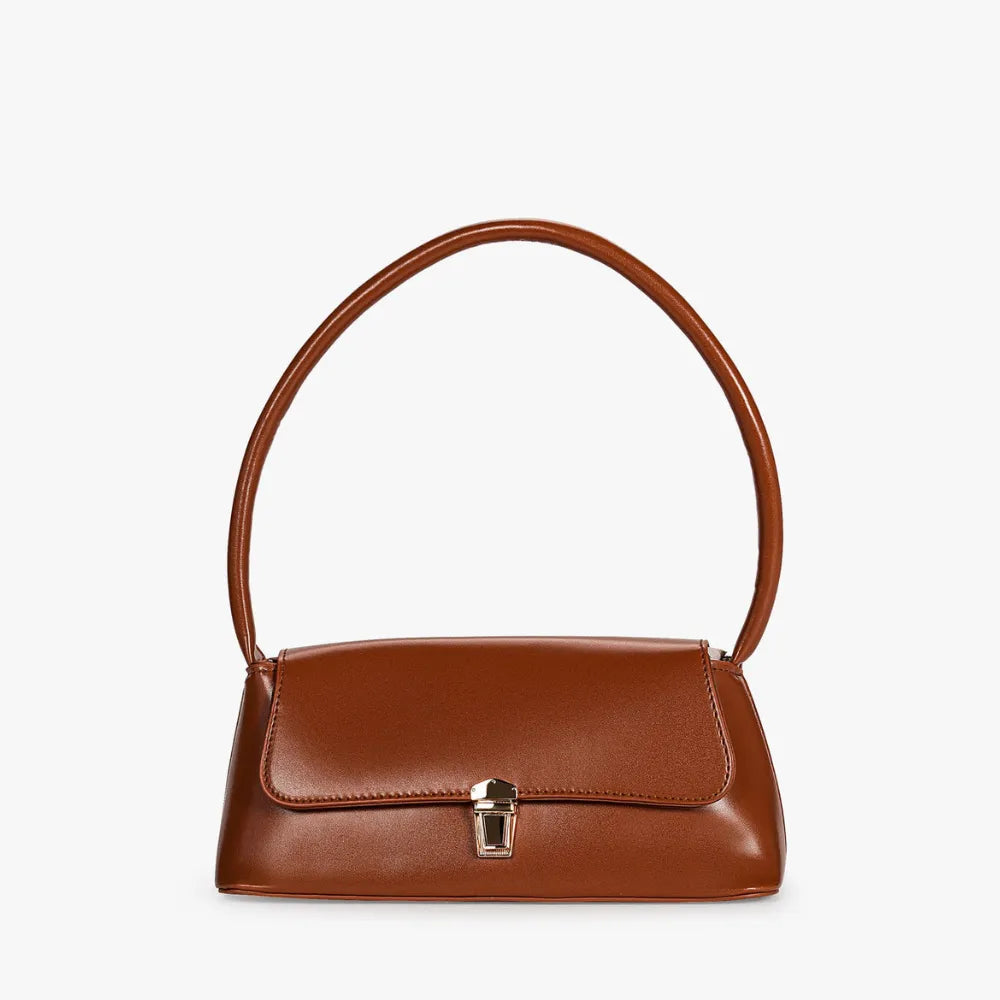 Shoulder Bag Faux Leather with Gold-Tone Hardware