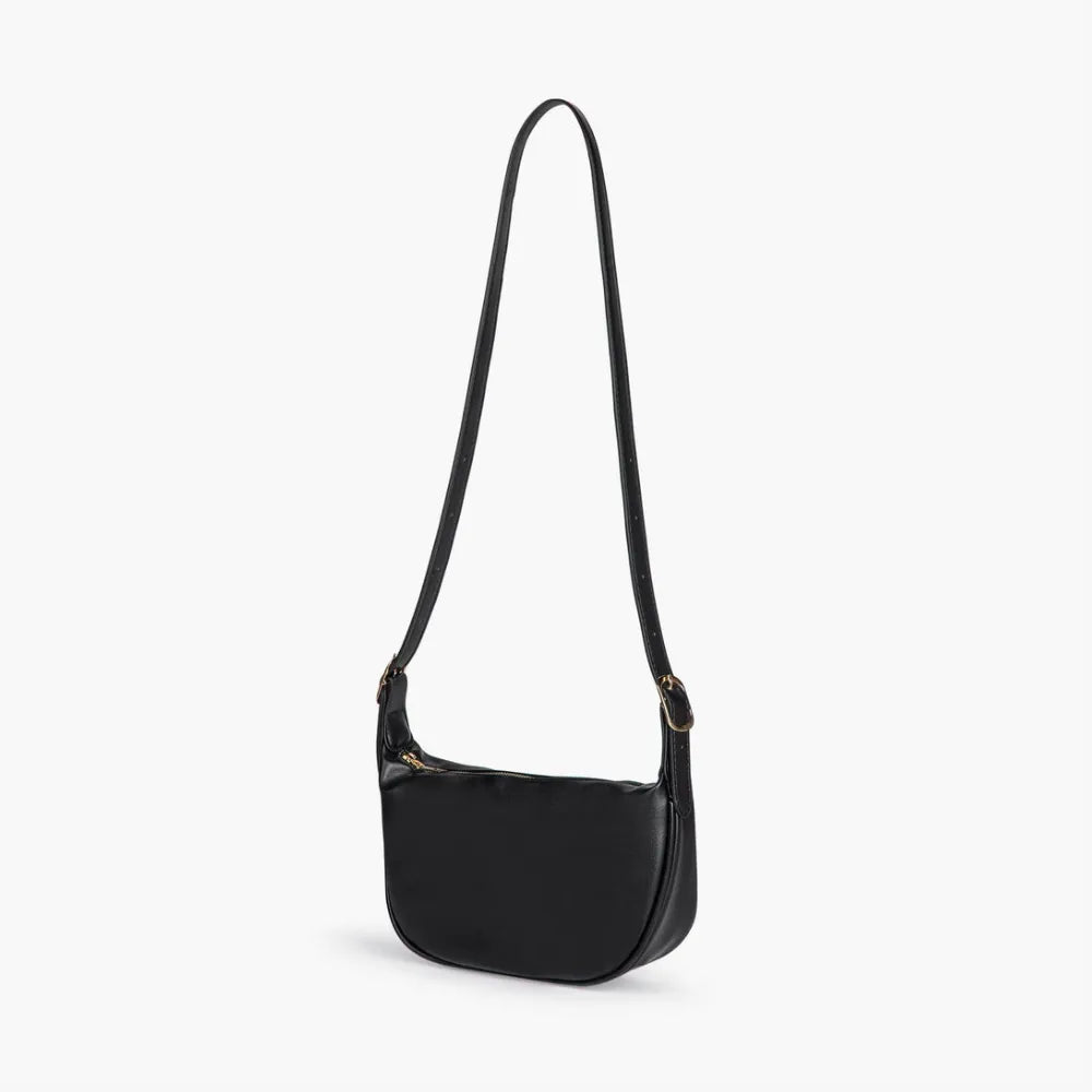 Crescent Bag Faux Leather with Zip and Adjustable Strap