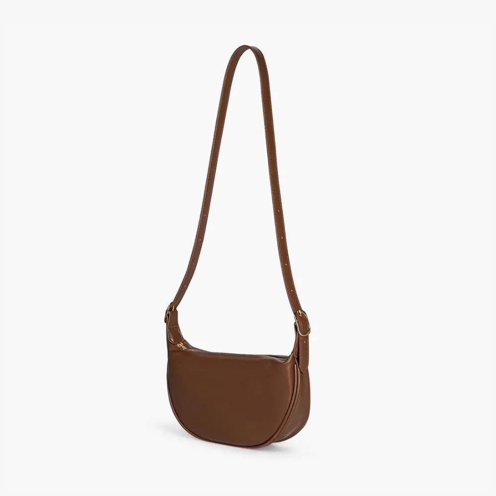 Crescent Bag Faux Leather with Zip and Adjustable Strap
