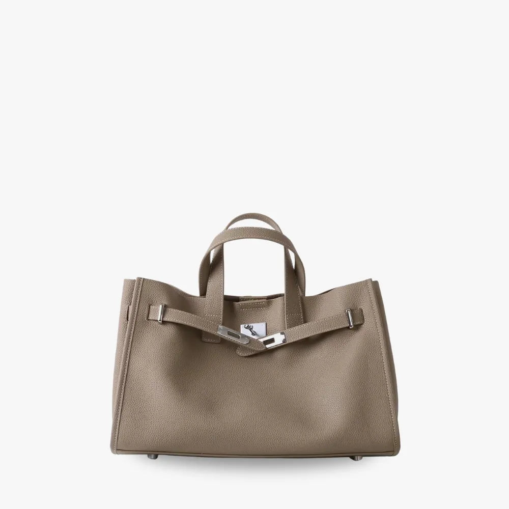 Tote Bag Grained Leather with Detachable Strap and Laptop Fit