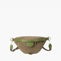 Belt Bag Corduroy with Faux Leather Trim and Removable Strap