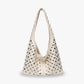 Hobo Bag Faux Leather with Metallic Rivets and Wide Strap