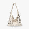 Hobo Bag Faux Leather with Metallic Rivets and Wide Strap