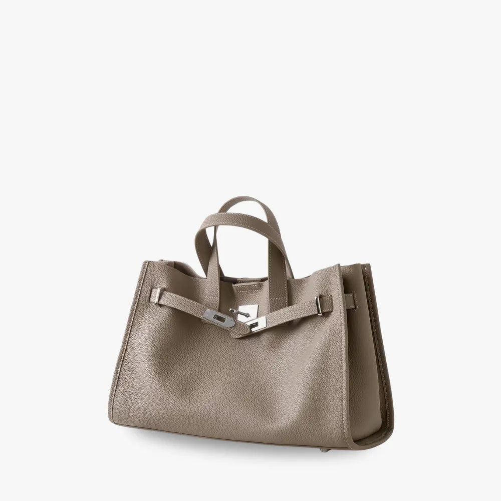Tote Bag Grained Leather with Detachable Strap and Laptop Fit