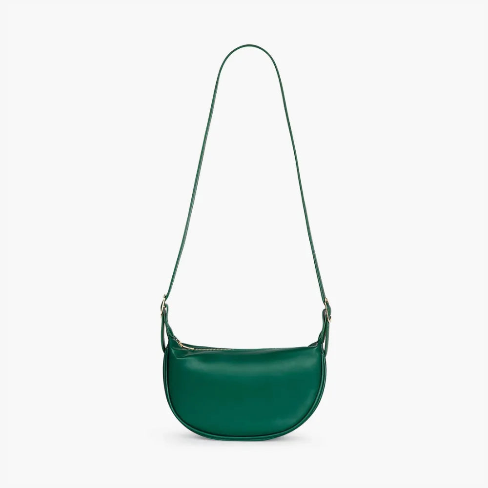 Crescent Bag Faux Leather with Zip and Adjustable Strap