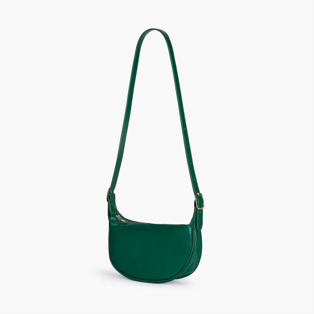 Crescent Bag Faux Leather with Zip and Adjustable Strap