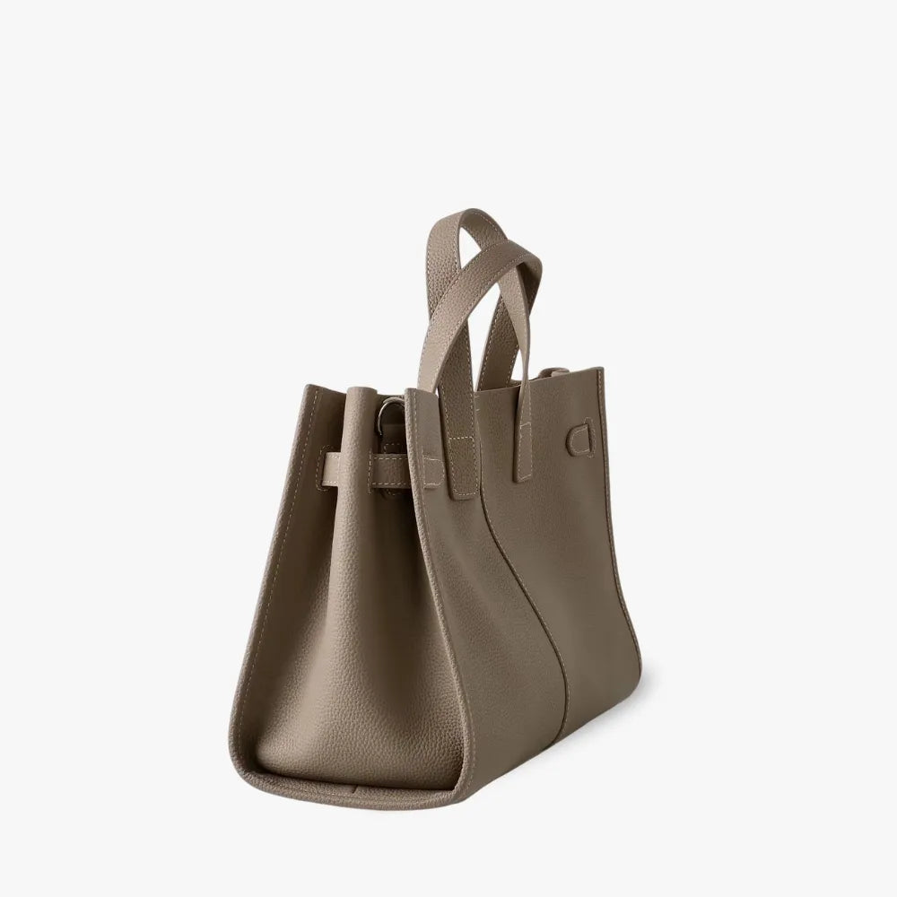 Tote Bag Grained Leather with Detachable Strap and Laptop Fit