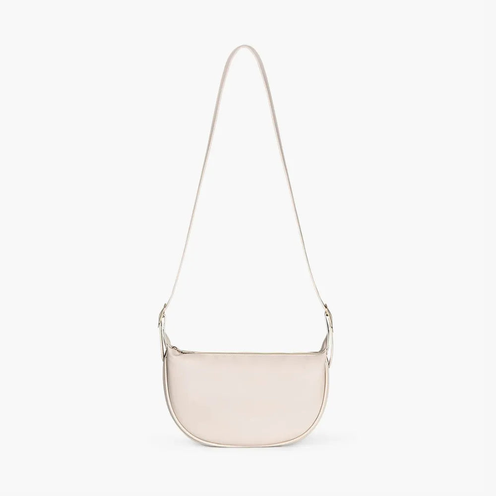 Crescent Bag Faux Leather with Zip and Adjustable Strap