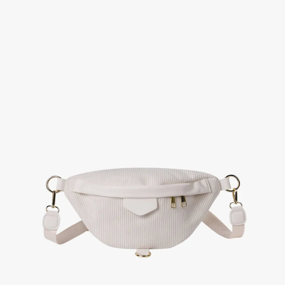 Belt Bag Corduroy with Faux Leather Trim and Removable Strap