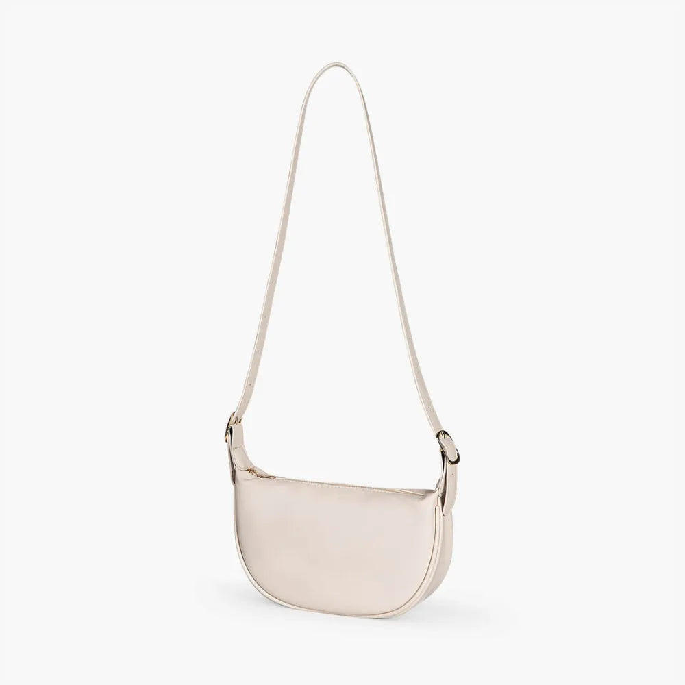 Crescent Bag Faux Leather with Zip and Adjustable Strap
