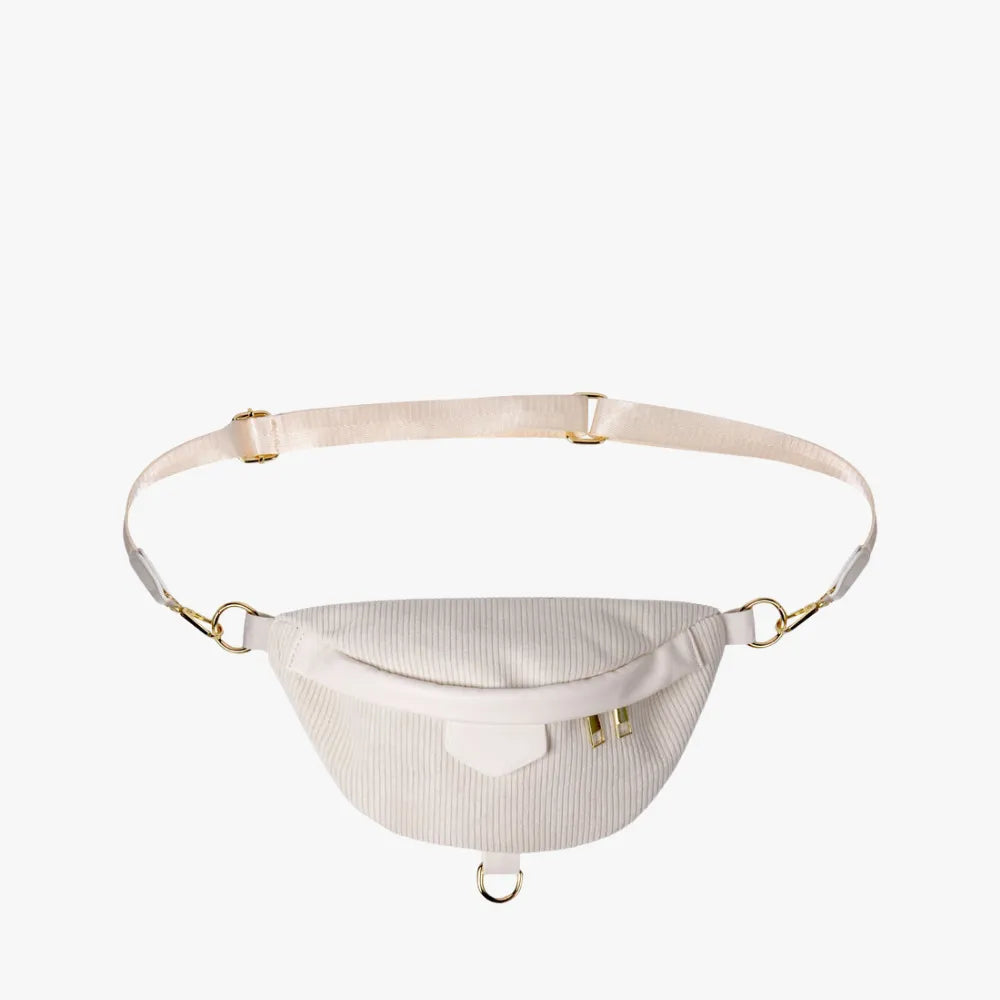 Belt Bag Corduroy with Faux Leather Trim and Removable Strap