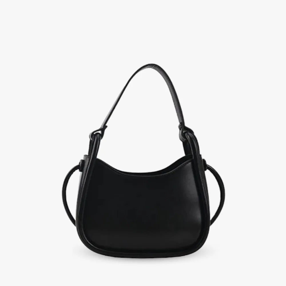 Top Handle Bag Faux Leather with Snap Clasp and Long Strap