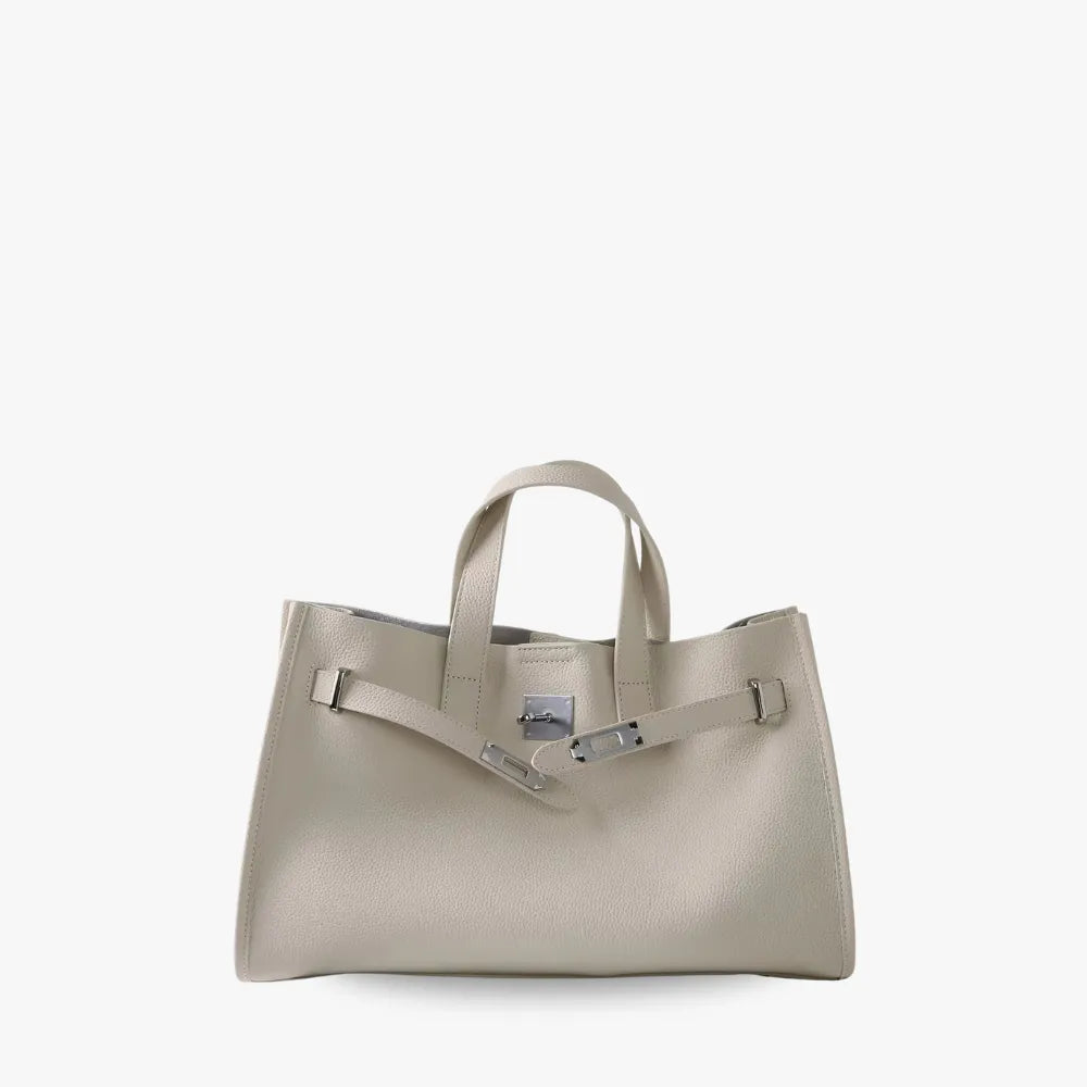 Tote Bag Grained Leather with Detachable Strap and Laptop Fit