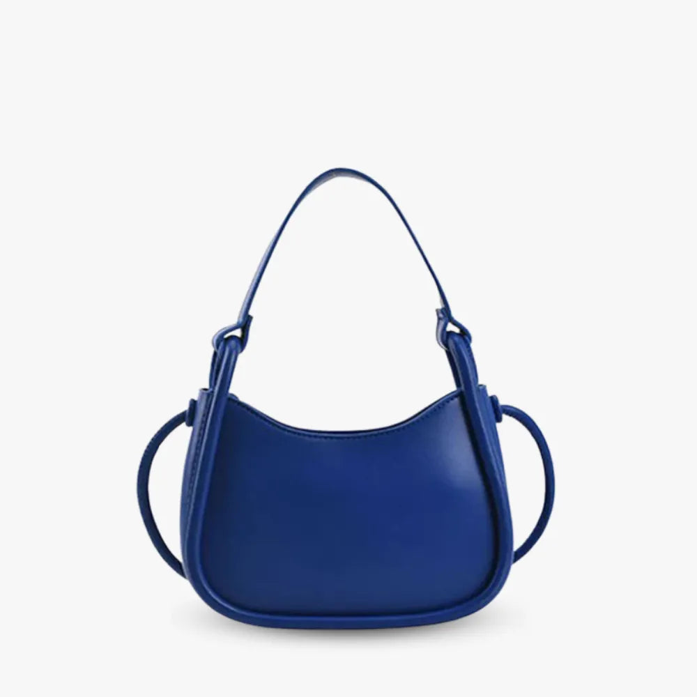 Top Handle Bag Faux Leather with Snap Clasp and Long Strap