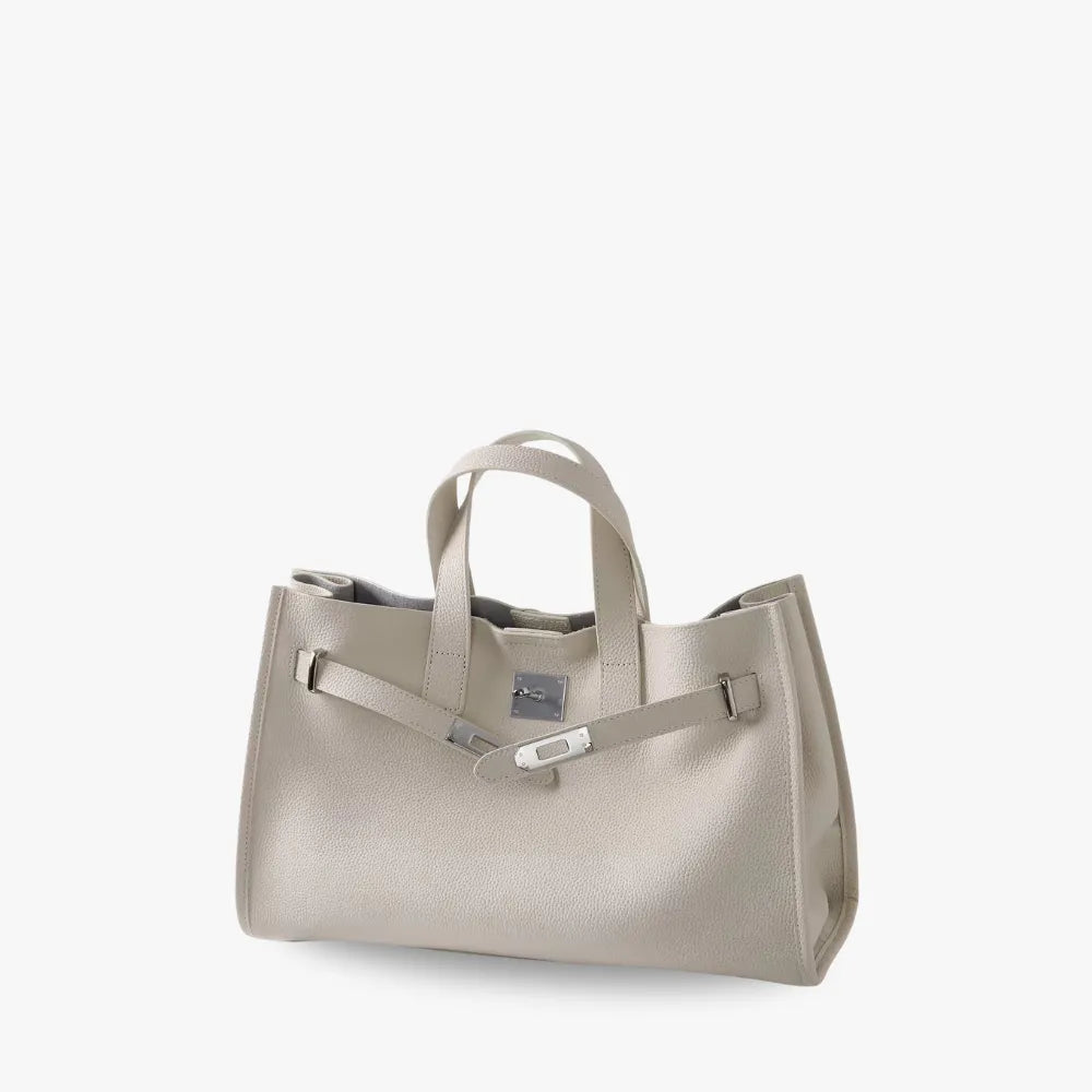 Tote Bag Grained Leather with Detachable Strap and Laptop Fit
