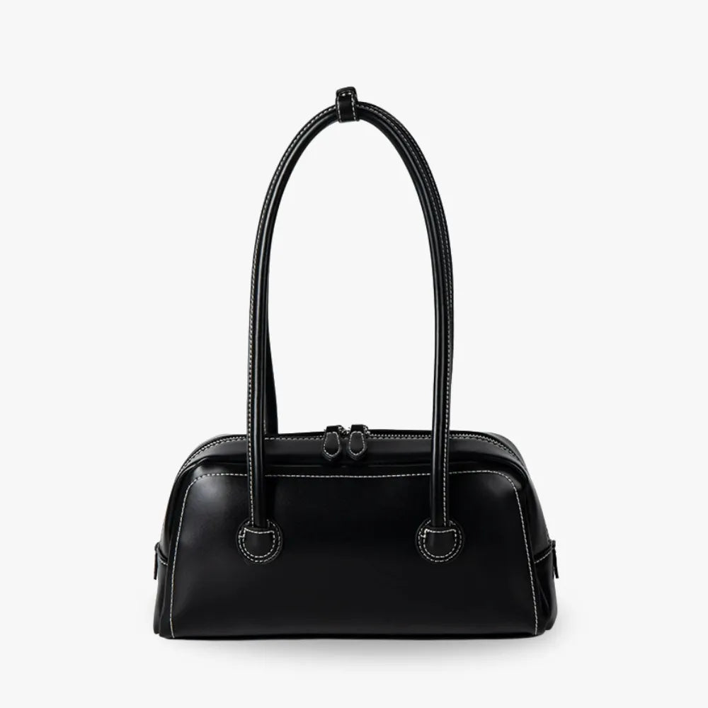 Bowling Bag Glossy Faux Leather with Double Zip and Long Handles