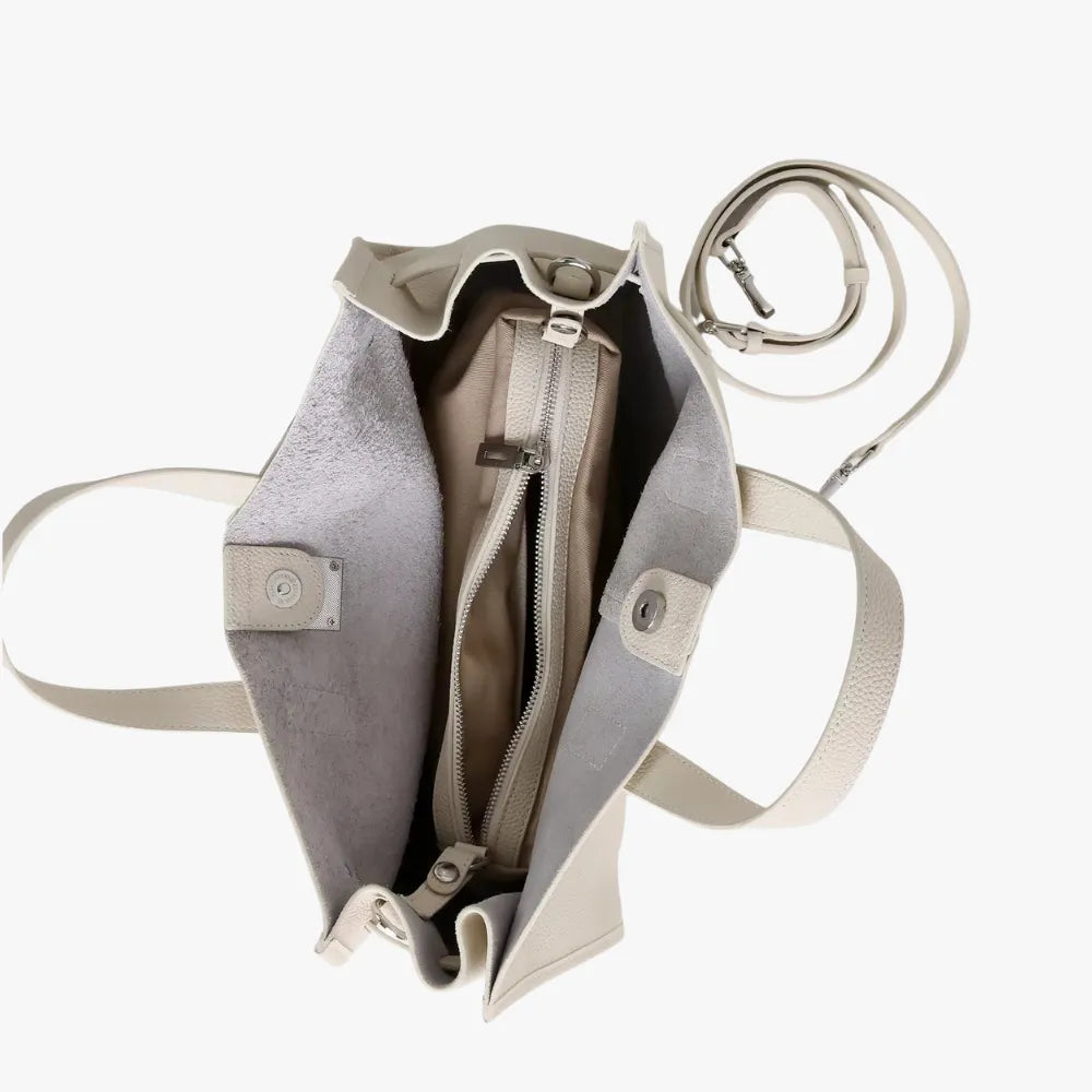 Tote Bag Grained Leather with Detachable Strap and Laptop Fit