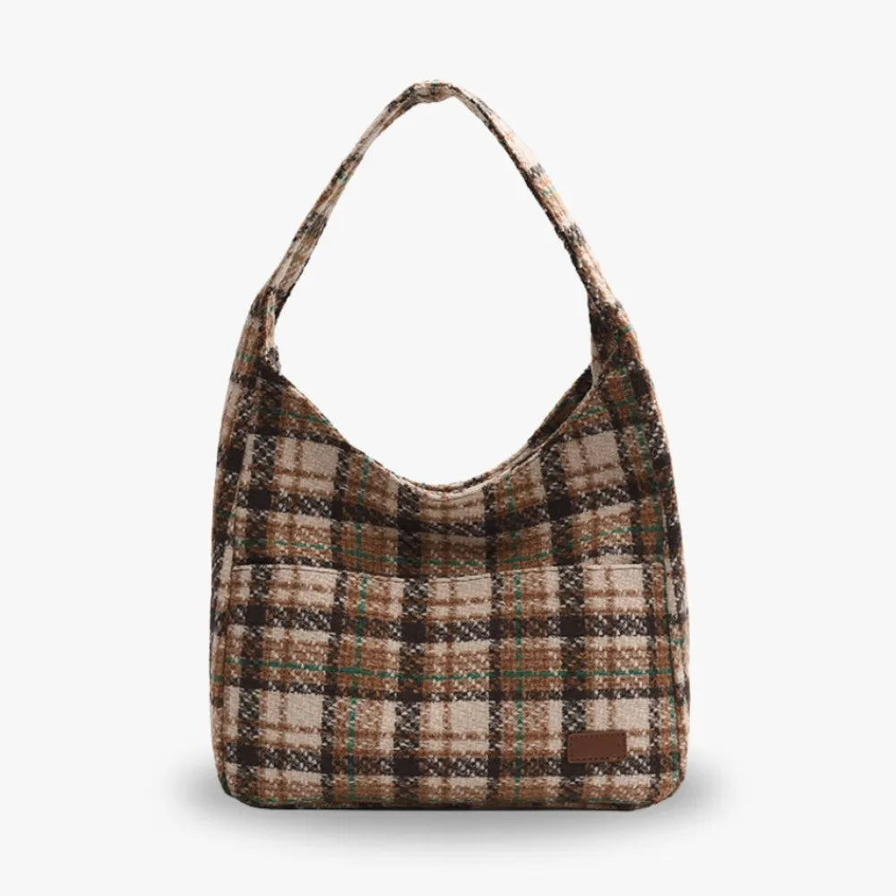 Hobo Bag Wool Cotton Blend Textured with Magnetic Closure