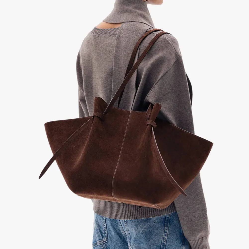 Tote Bag Oversized Faux Suede with Magnetic Closure and Handles