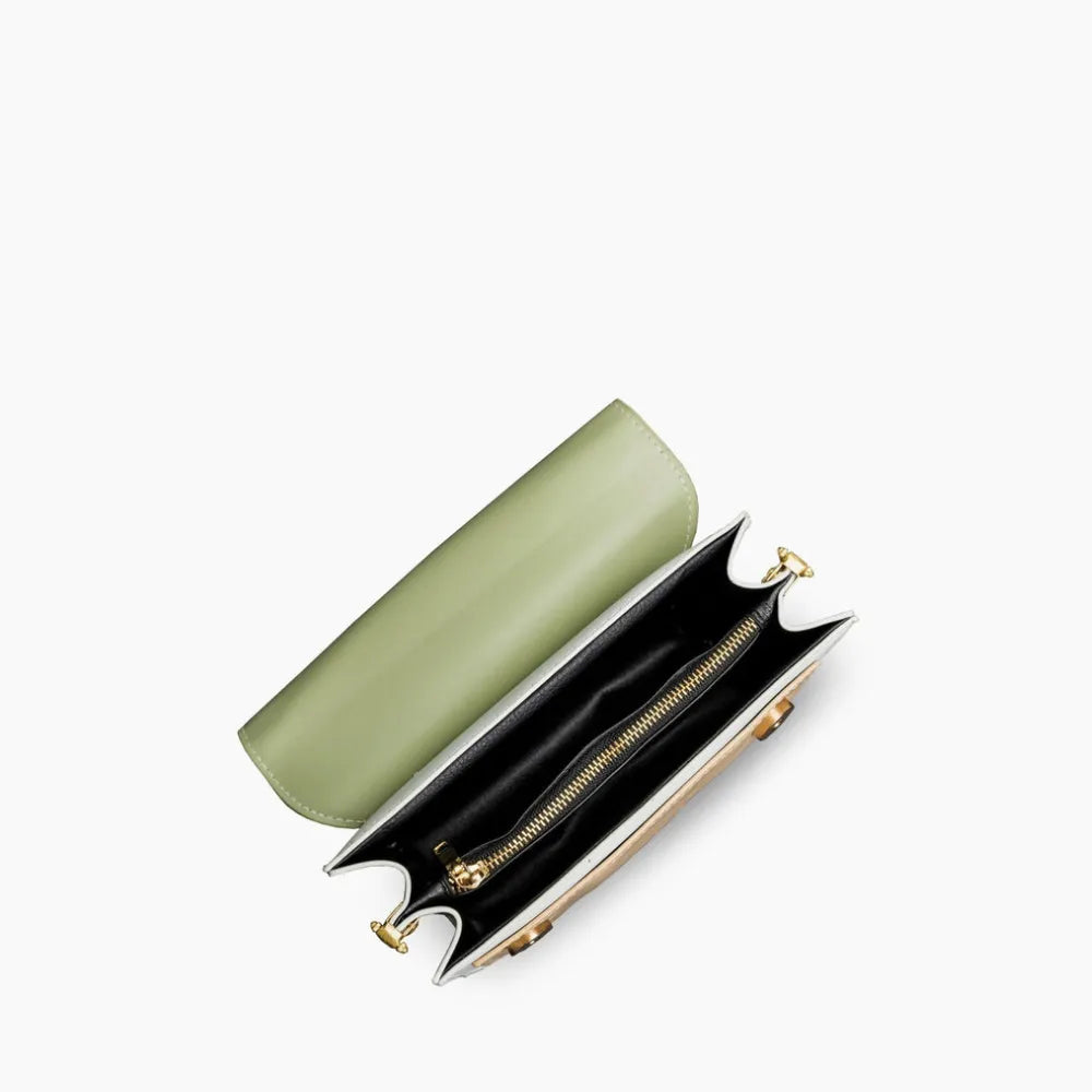 Crossbody Bag Faux Leather Two-Tone with Two Removable Straps