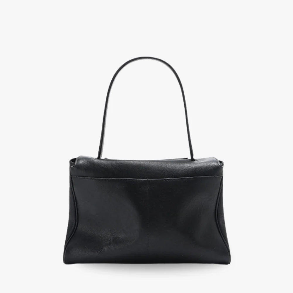 Shoulder Bag Genuine Leather with Turn-Lock Flap and Top Handle