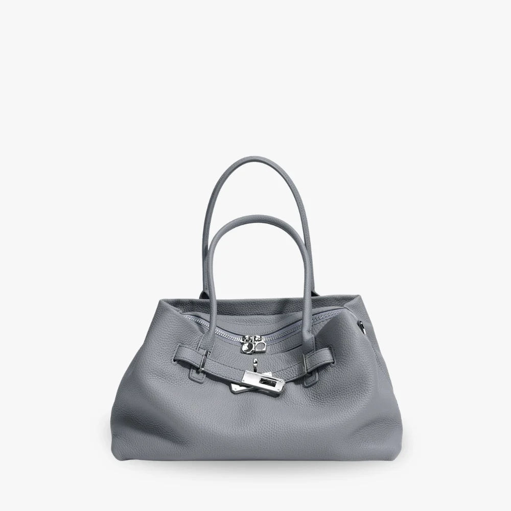 Top Handle Bag Grained Leather with Removable Crossbody Strap