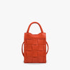 Phone Bag Faux Leather Woven with Top Handles and Strap