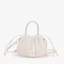 Crossbody Bag Faux Leather with Top Handle and Pleated Design