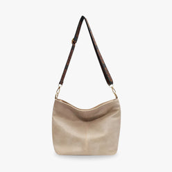 Crossbody Bag Faux Leather with Fabric Strap and Zip Pocket