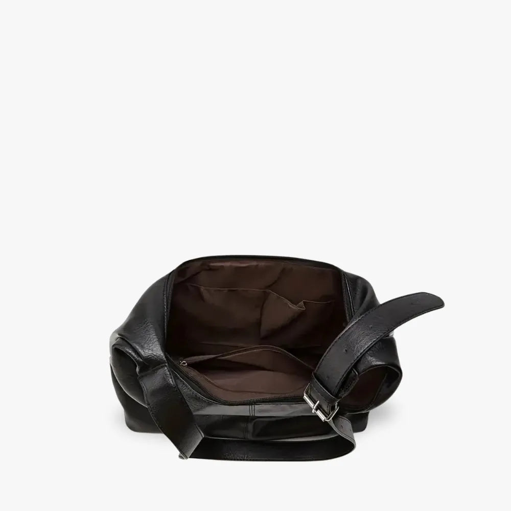 Hobo Bag Grained Faux Leather with Buckle Strap for 14-Inch Laptop