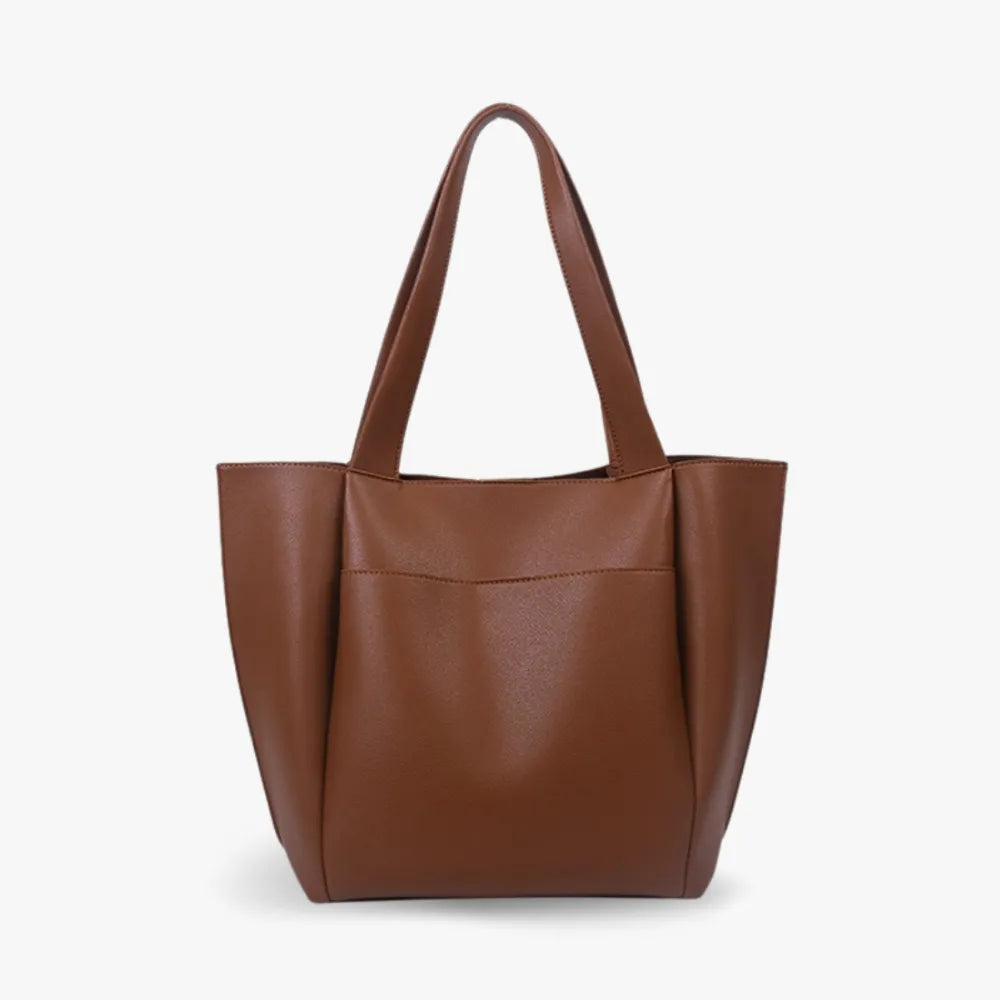 Tote Bag Faux Leather Tapered with Magnetic Closure and Pocket