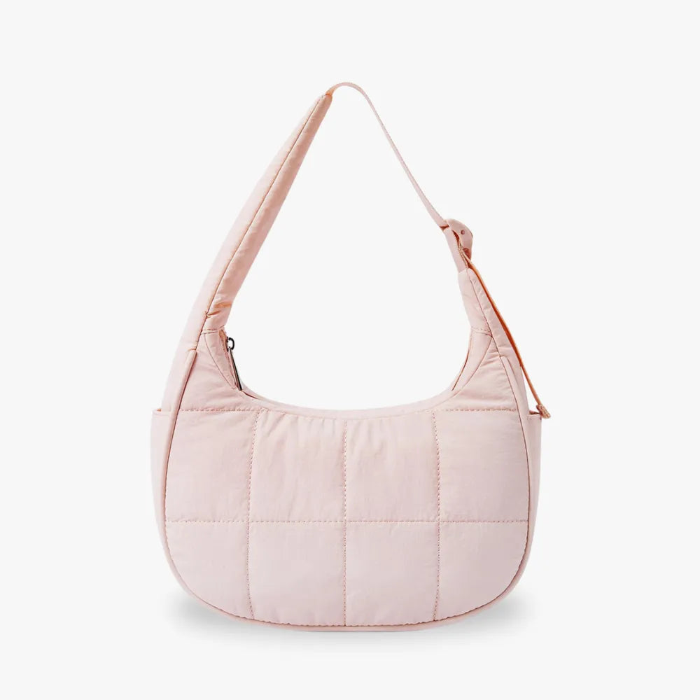 Shoulder Bag Quilted Waterproof Nylon with Zip and Mesh Pockets