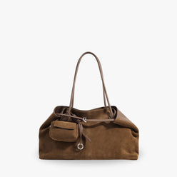 Tote Bag Faux Suede with Removable Pouch and Magnetic Closure