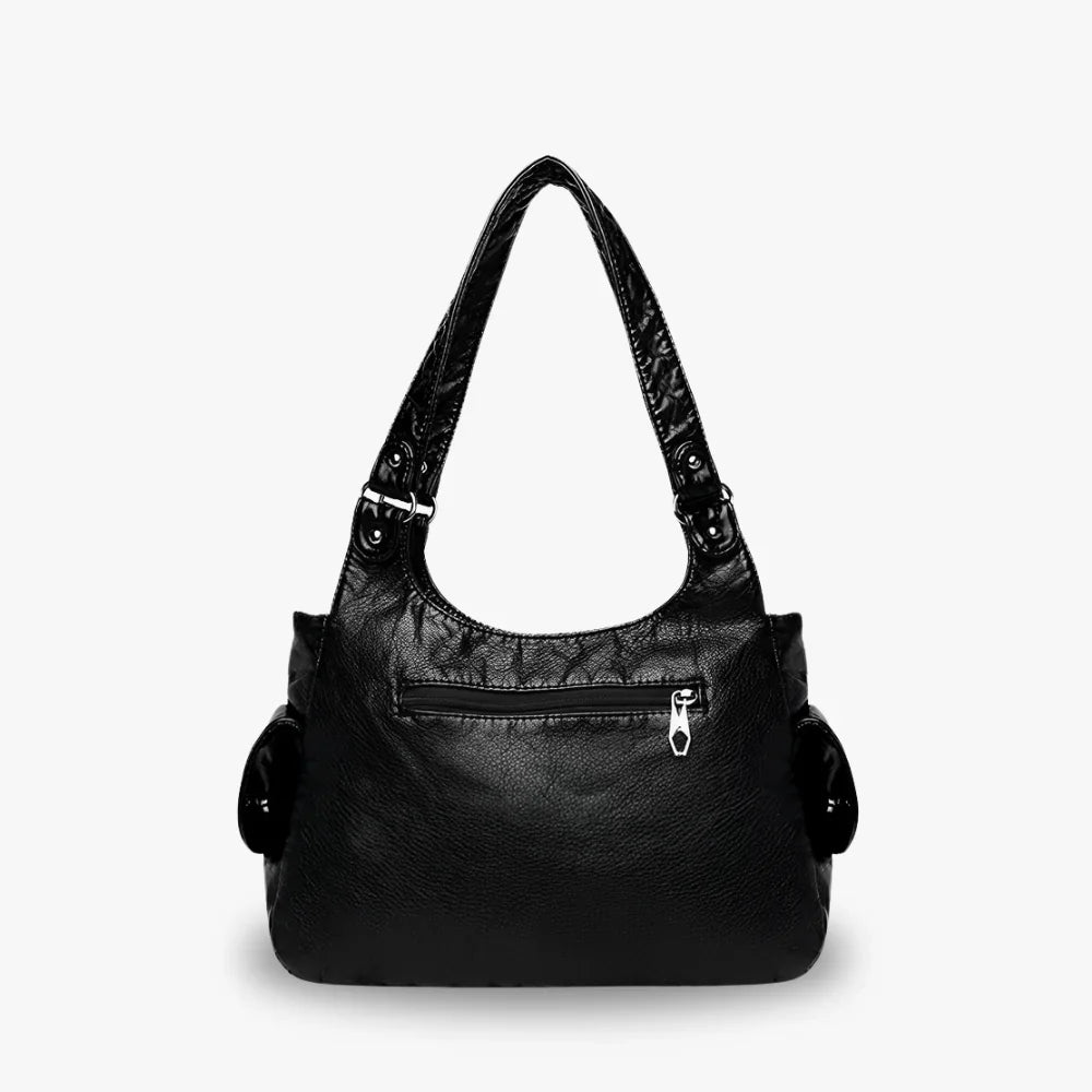 Shoulder Bag Faux Leather with Two Lined Compartments and Handles