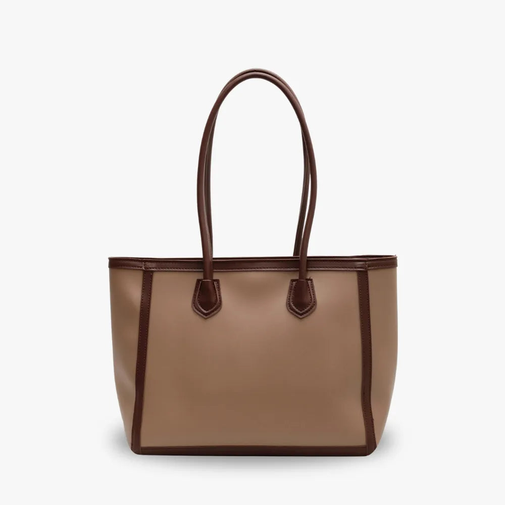 Tote Bag Faux Leather with Zip and Long Handles for Laptop