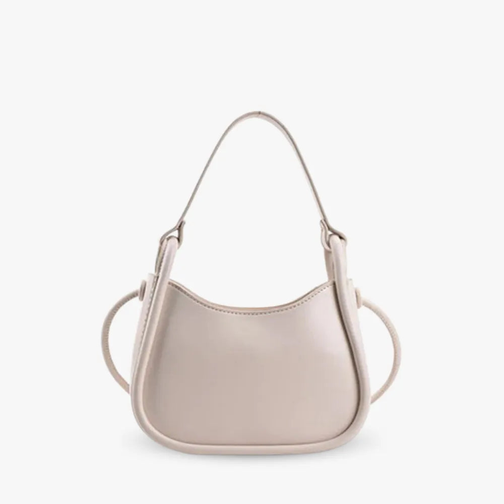 Top Handle Bag Faux Leather with Snap Clasp and Long Strap