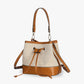 Bucket Bag Canvas Faux Leather with Short and Long Straps