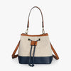 Bucket Bag Canvas Faux Leather with Short and Long Straps