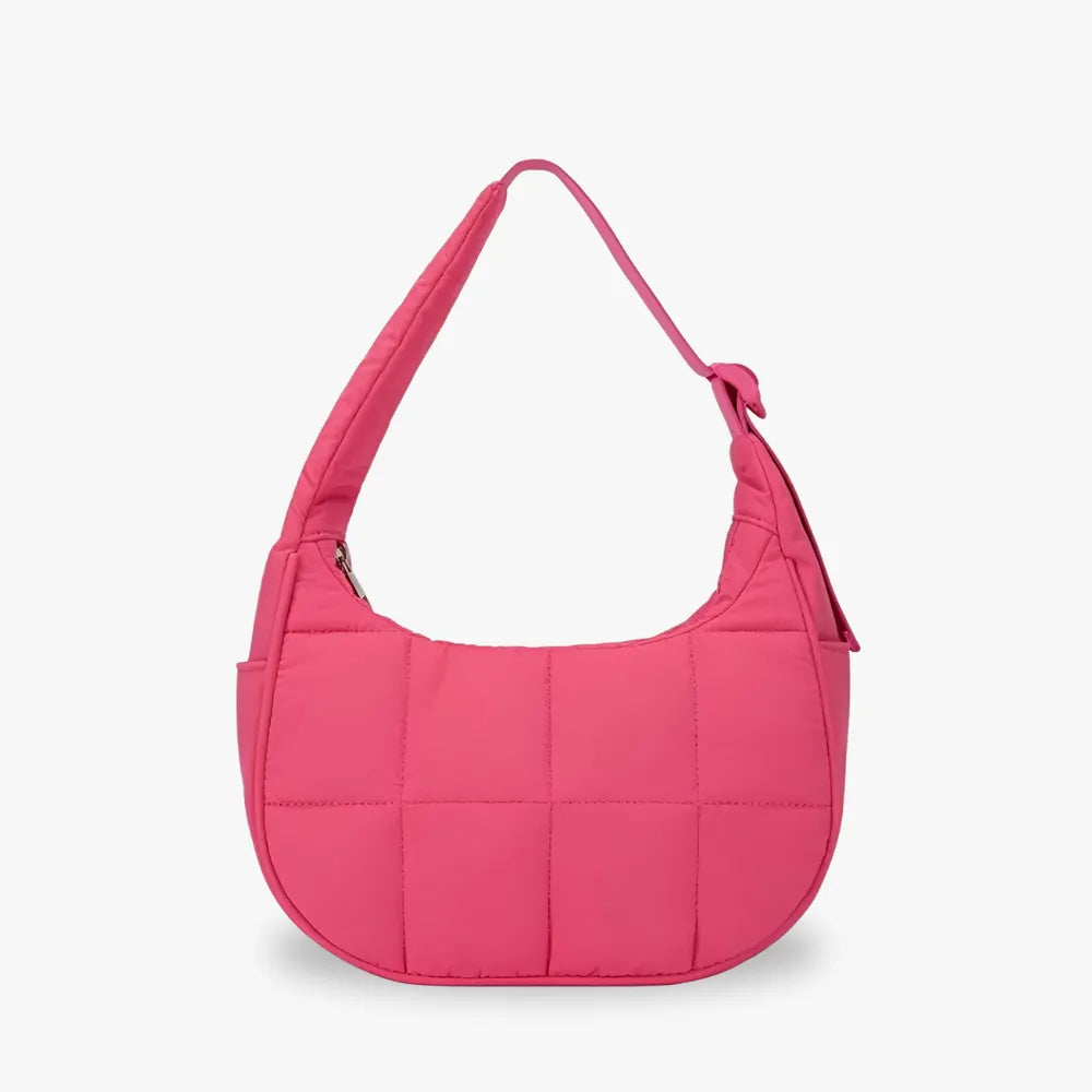 Shoulder Bag Quilted Waterproof Nylon with Zip and Mesh Pockets