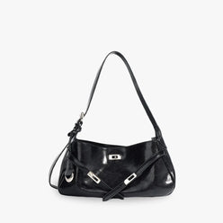 Shoulder Bag Genuine Leather with Turn-Lock and Removable Pouch