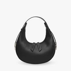 Crescent Bag Faux Leather with Zip and Silver-Tone Hardware