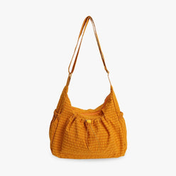 Crossbody Bag Checkered Nylon Polyester with Drawstring Front Pocket