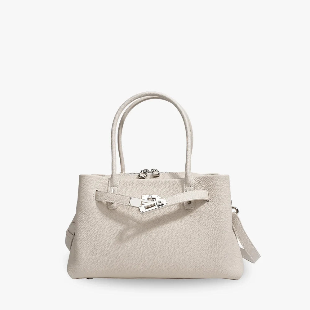 Top Handle Bag Grained Leather with Removable Crossbody Strap