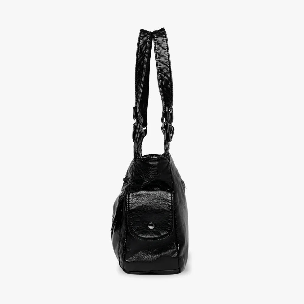 Shoulder Bag Faux Leather with Two Lined Compartments and Handles