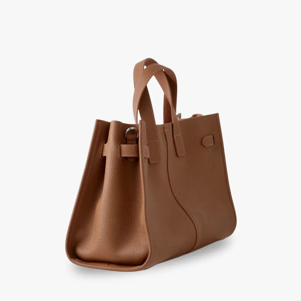 Tote Bag Grained Leather with Detachable Strap and Laptop Fit
