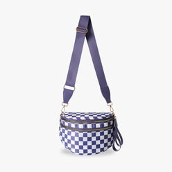 Crossbody Bag Checkered Water-Repellent Nylon with Double Zip