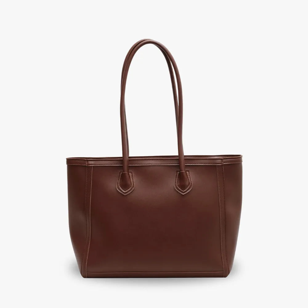 Tote Bag Faux Leather with Zip and Long Handles for Laptop